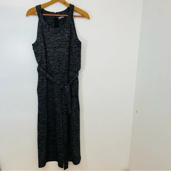 T by Talbots Jumpsuit Small Wide Leg Crop Stretch  Heather‎ Pockets Belt Casual - Picture 1 of 13